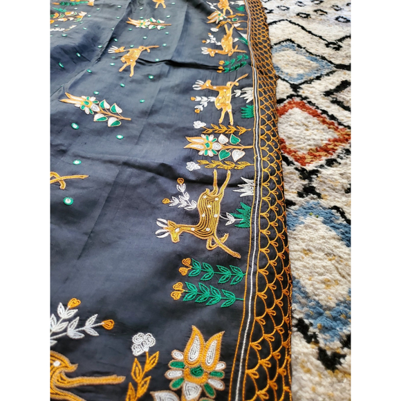 Women Pure Silk Hand Embroidery Saree Handloom Designer Aari Work - Picture 14 of 16